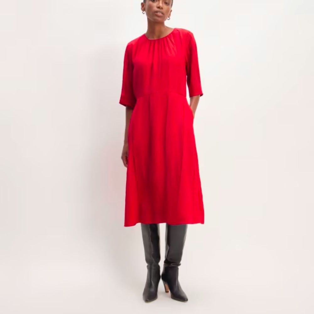 Everlane city stripe ruched dress